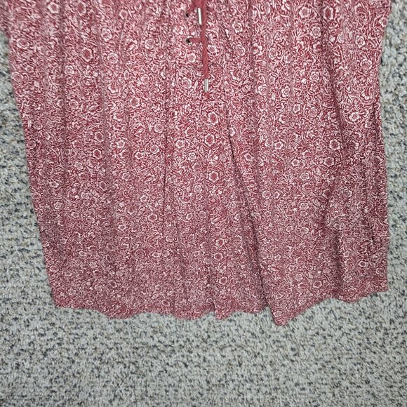 Chaps Top Womens Medium Red Short Sleeve Lace Up Tee Printed Casual Ladies - Picture 5 of 7